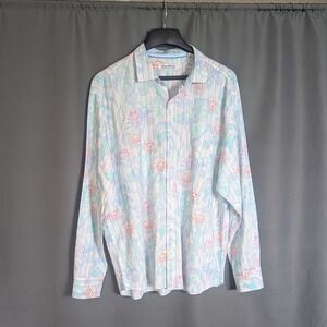 Tommy Bahama Relax Standard Fit Linen Blend Floral Button-Up Shirt – XL